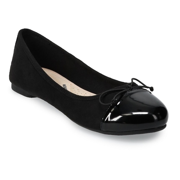Black Cap Toe Boat Ballerina Flats Size 8